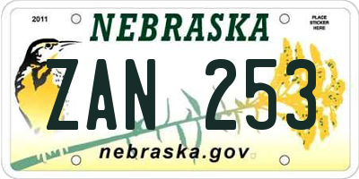 NE license plate ZAN253