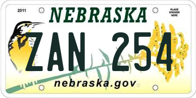 NE license plate ZAN254