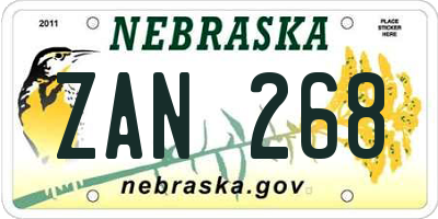 NE license plate ZAN268