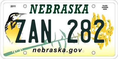 NE license plate ZAN282