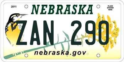 NE license plate ZAN290