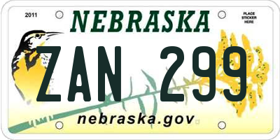 NE license plate ZAN299