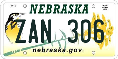 NE license plate ZAN306