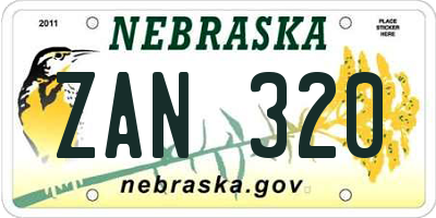 NE license plate ZAN320
