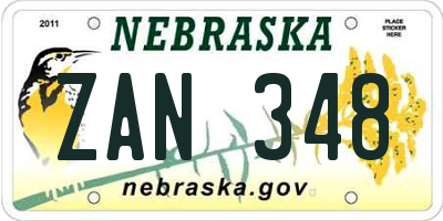 NE license plate ZAN348