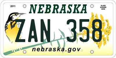 NE license plate ZAN358