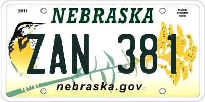 NE license plate ZAN381
