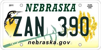 NE license plate ZAN390