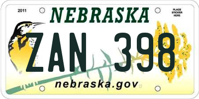 NE license plate ZAN398
