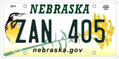 NE license plate ZAN405