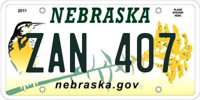 NE license plate ZAN407