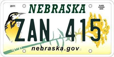 NE license plate ZAN415