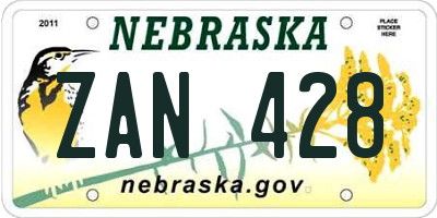 NE license plate ZAN428