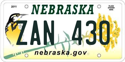 NE license plate ZAN430