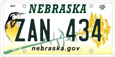 NE license plate ZAN434