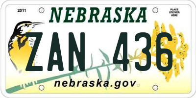 NE license plate ZAN436
