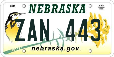 NE license plate ZAN443