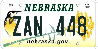 NE license plate ZAN448