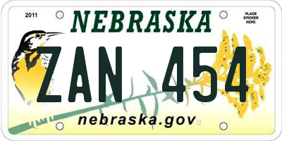 NE license plate ZAN454