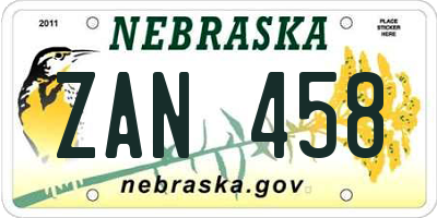 NE license plate ZAN458