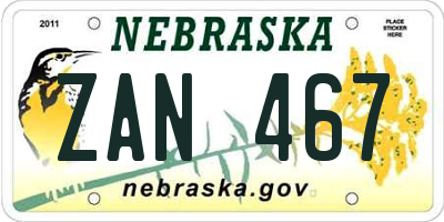 NE license plate ZAN467