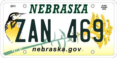 NE license plate ZAN469