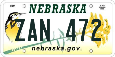 NE license plate ZAN472