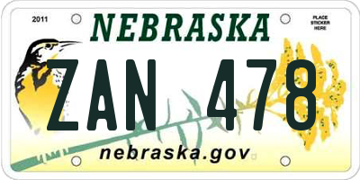NE license plate ZAN478