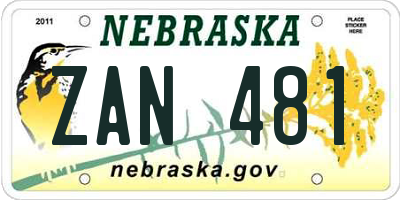 NE license plate ZAN481