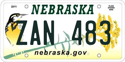 NE license plate ZAN483