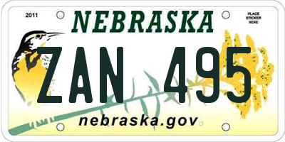 NE license plate ZAN495