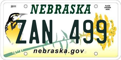 NE license plate ZAN499