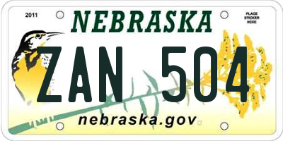 NE license plate ZAN504
