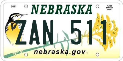 NE license plate ZAN511