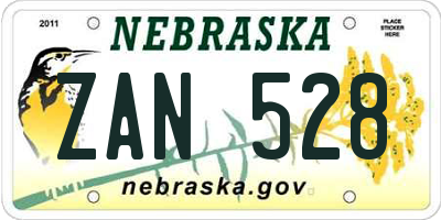 NE license plate ZAN528