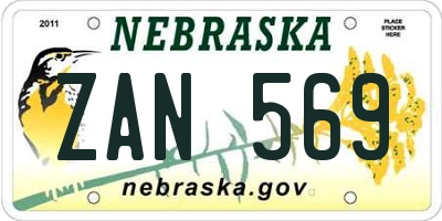 NE license plate ZAN569