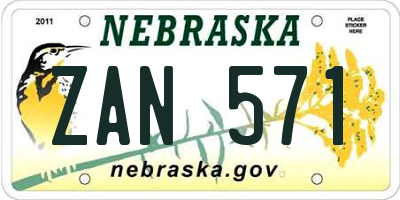 NE license plate ZAN571