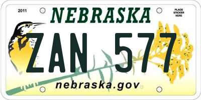 NE license plate ZAN577