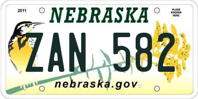 NE license plate ZAN582