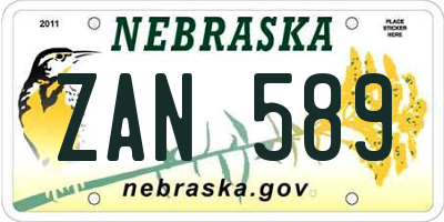 NE license plate ZAN589