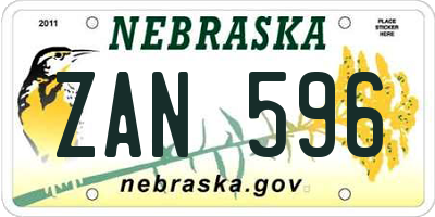 NE license plate ZAN596