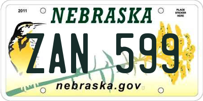 NE license plate ZAN599