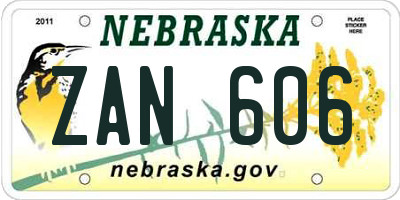 NE license plate ZAN606