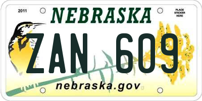 NE license plate ZAN609