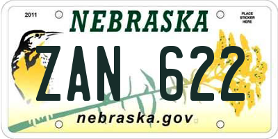 NE license plate ZAN622