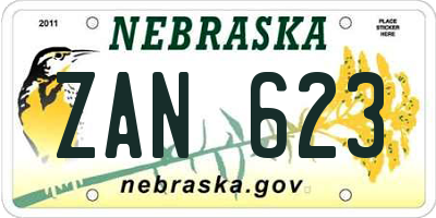 NE license plate ZAN623