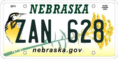 NE license plate ZAN628