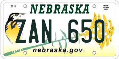 NE license plate ZAN650