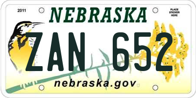 NE license plate ZAN652