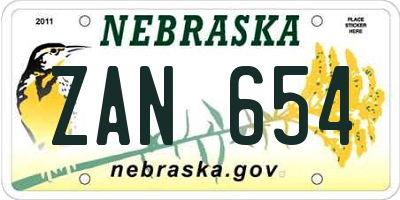 NE license plate ZAN654